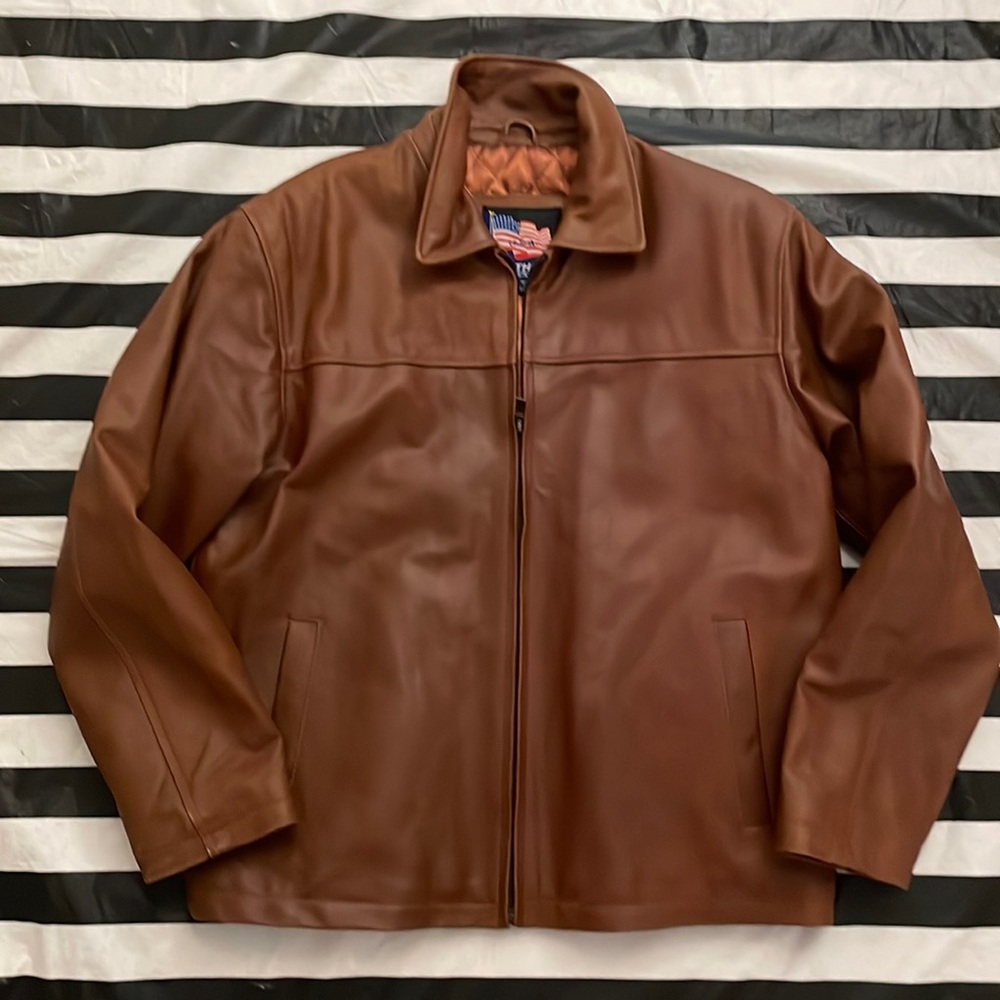 Vintage Mens Sz M Brown Leather Coat